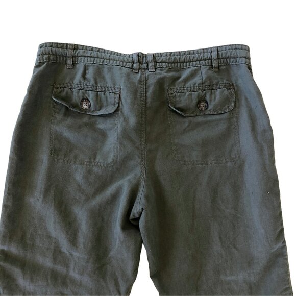 Gap Brown Green Linen Cotton Mid Rise Lightweight Drawstring Cargo Wide Leg Pant - Picture 3 of 6